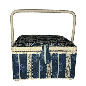 Vintage Sewing Basket Floral Square with Handle NWT 2006 St Jane